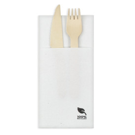 Pocket Fold Paper Napkins White Eco 40x40cm (30 Units) 