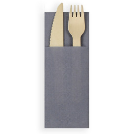 Pocket Fold Paper Napkins Grey 30x40cm (30 Units) 