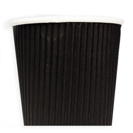 Paper Cup Ripple Wall Black 8 Oz/250ml Ø8cm (25 Units)