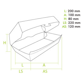 Sandwich Paper Container Kraft 20x10x8cm (25 Units)