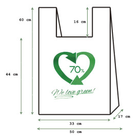 Plastic T-Shirt Bag 70% Recycled 50x60cm 50µm (100 Units) 