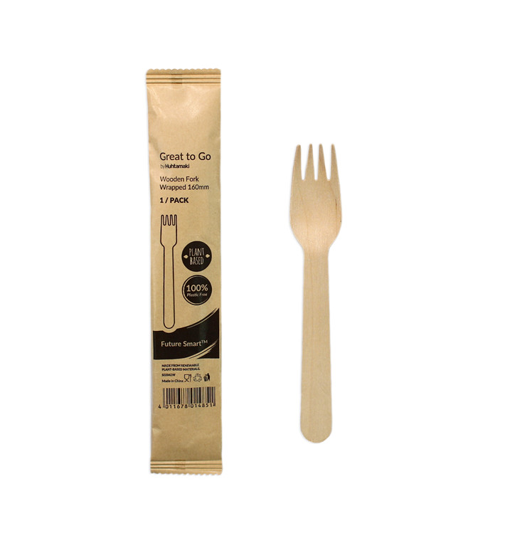 Wooden Fork Wrapped 16cm (500 pcs)