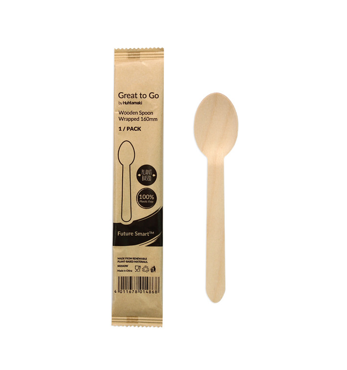 Wooden Spoon Wrapped 16cm (25 pcs)