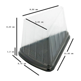 Plastic Cake Slice Container Clear Black Base (300 Units)