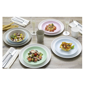 Reusable Plate Premium PP Mineral White Ø18cm (6 Units)