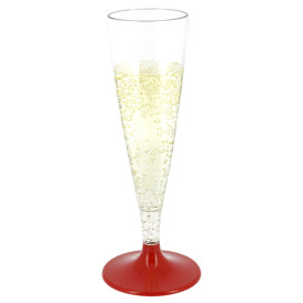 Plastic Stemmed Flute Sparkling Wine Red 140ml 2P (400 Units)