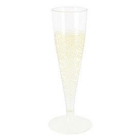 Plastic Stemmed Flute Sparkling Wine White 140ml 2P (20 Units)