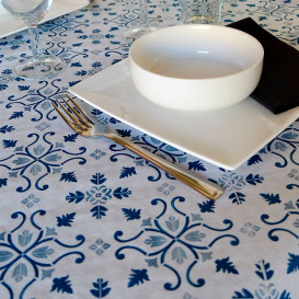 Pre-Cut Paper Tablecloth 1x1m "La Valenciana" Turquoise 40g/m² (400 Units)