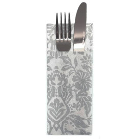 Pocket Fold Airlaid Napkins "Versalles" Grey 33x40cm 55g/m² (40 Units) 