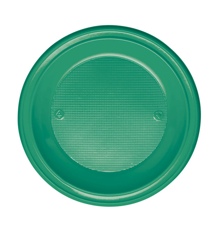 Plastic Plate PS Deep Green Ø22 cm (30 Units) 