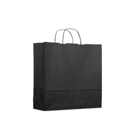 Paper Bag with Handles Kraft Black 100g 22+9x23cm (200 Units)