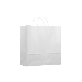 Paper Bag with Handles Kraft White 100g 18+8x24cm (300 Units)