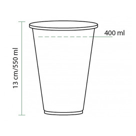 Cornstarch Cup PLA Bio Clear 550ml Ø9,5cm (70 Units) 