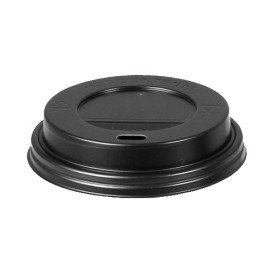 Lid with Hole for Paper Cup 7Oz Black Ø7,2cm (100 Units)