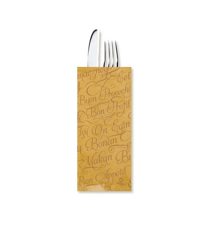 Paper Cutlery Envelopes with Napkin "Buen Provecho" Kraft (800 Units)