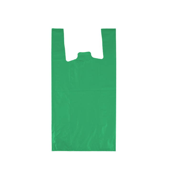 Plastic T-Shirt Bag 70% Recycled “Colors” Green 42x53cm 50µm (50 Units) 