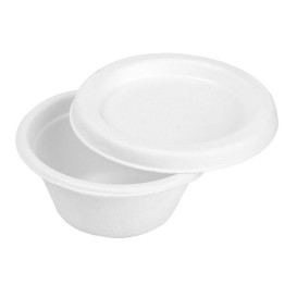 Sucarcane Lid Container Bagasse White 60ml (50 Units) 