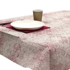 Pre-Cut Paper Tablecloth 1x1m "Mosaic" Burgundy 40g/m² (400 Units)