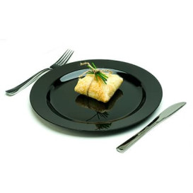 Plastic Plate Extra Rigid Black 26cm (200 Units)