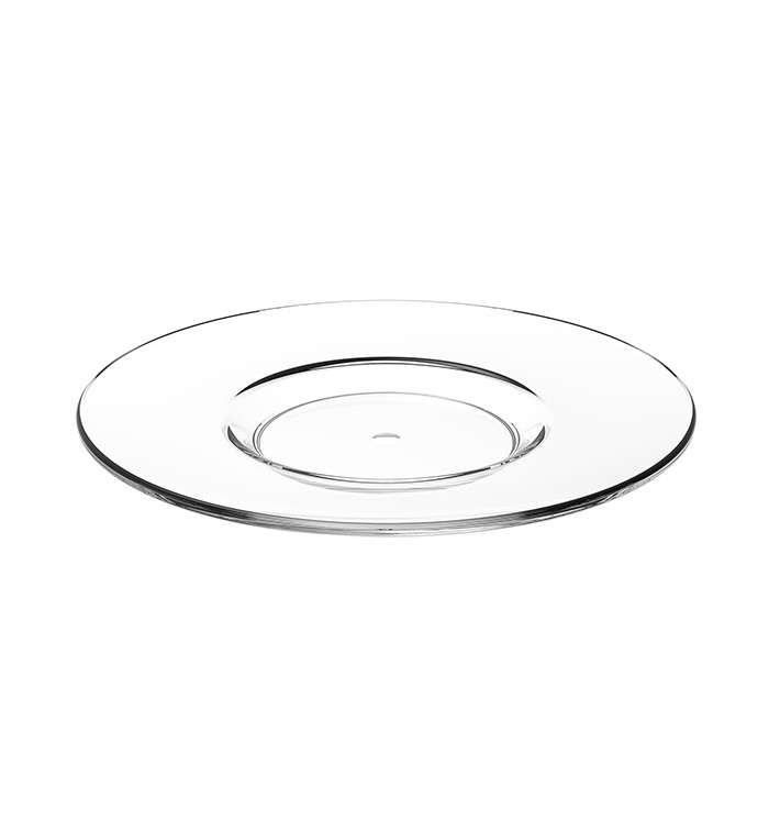 Reusable Plastic Plate SAN for Cup “Cappuccino” Transparent 166ml (6 Units)