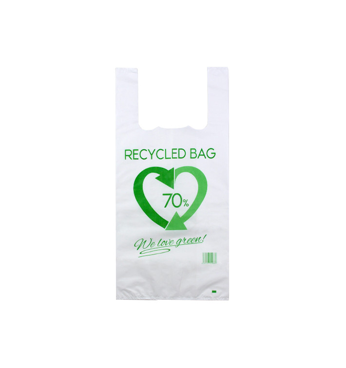 Plastic T-Shirt Bag 70% Recycled 42x53cm 50µm (800 Units)