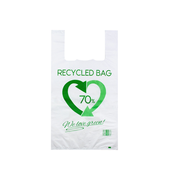 Plastic T-Shirt Bag 70% Recycled 50x60cm 50µm (100 Units)