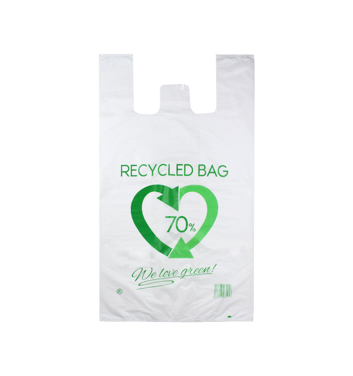 Plastic T-Shirt Bag 70% Recycled 70x80cm 50µm (50 Units) 