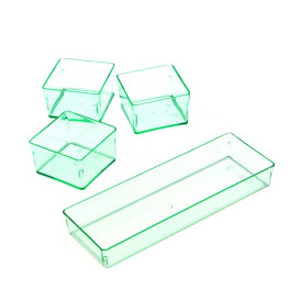 Plastic Tray PS Rectangular shape Water Green 13,1x4,6 cm (288 Units)