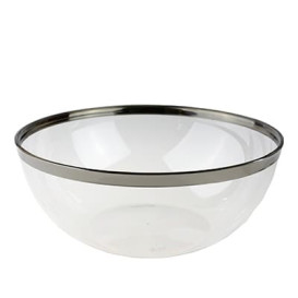 Plastic Bowl with Rim PS Crystal Hard Silver 3500ml Ø27cm (4 Units) 