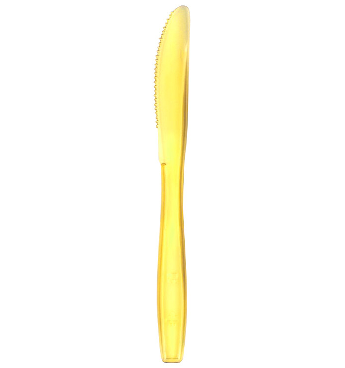 Plastic Knife PS Premium Yellow 19cm (50 Units) 