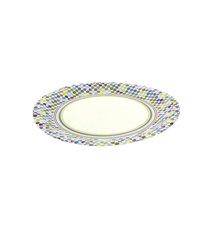 Paper Plate "Rayas y Topos" Design 18cm (12 Units) 