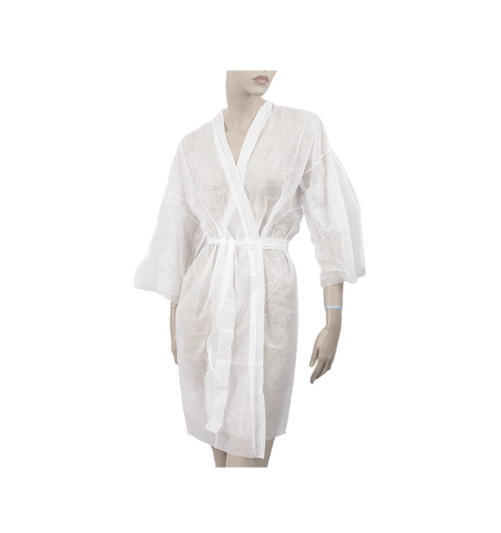 Disposable Lab Coat "Kimono" Tie Belt Pocket "TST" PP White XL (100 Units)