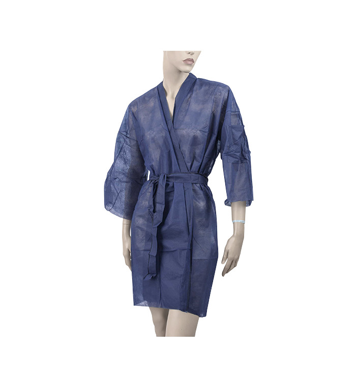 Disposable Lab Coat "Kimono" Tie Belt Pocket "TST" PP Blue XL (100 Units)