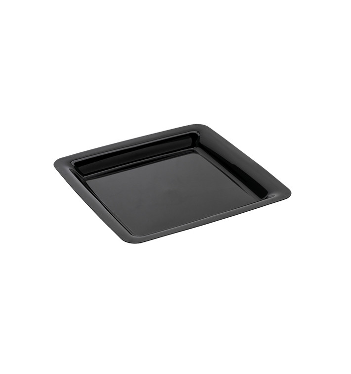 Plastic Plate Square shape Extra Rigid Black 18x18cm (200 Units)