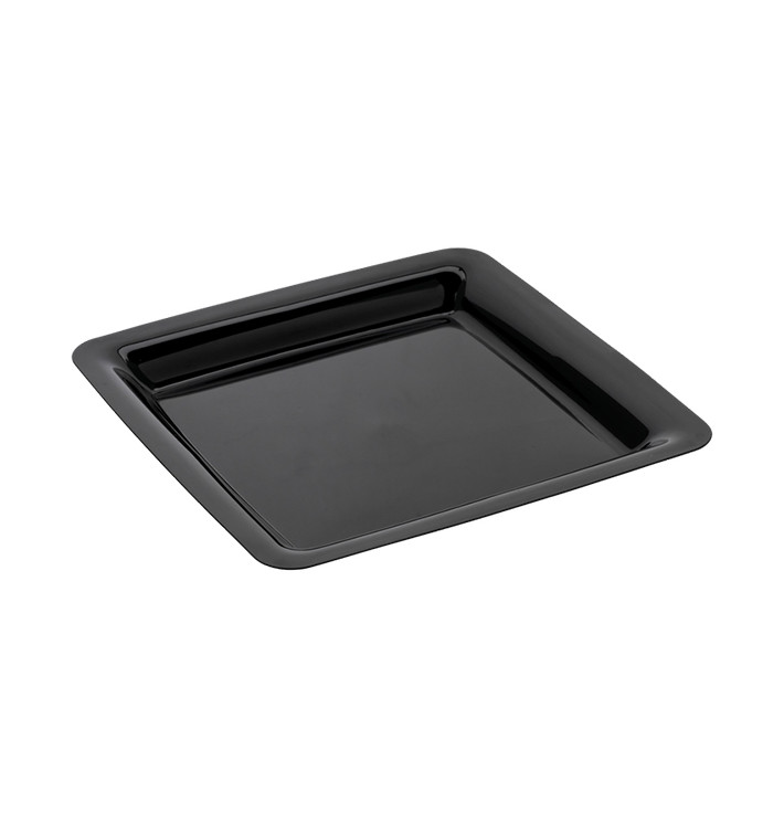 Plastic Plate Square shape Extra Rigid Black 22,5x22,5cm (20 Units) 