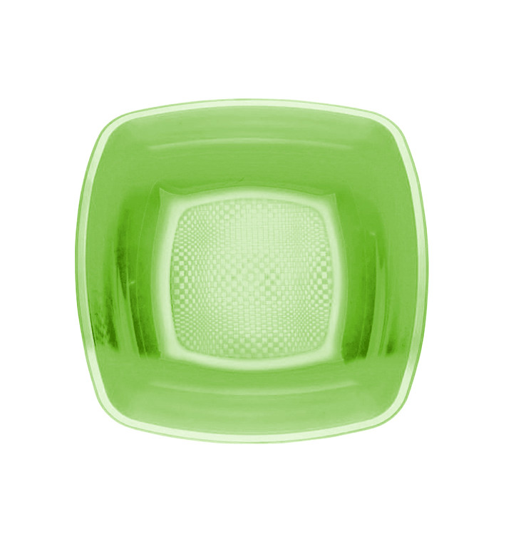 Plastic Plate Deep Lime Green Square shape PP 18 cm (300 Units)