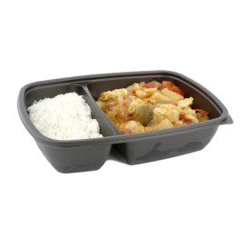 Plastic Deli Container with Lid PP Black 2C 1300ml 28x20cm (15 Units) 