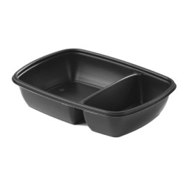 Plastic Deli Container with Lid PP Black 2C 1300ml 28x20cm (15 Units) 