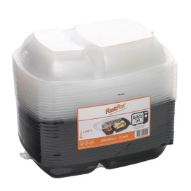 Plastic Deli Container with Lid PP Black 2C 1300ml 28x20cm (15 Units) 