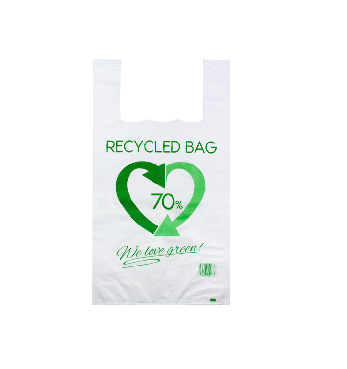 Plastic T-Shirt Bag 70% Recycled 40x60cm 50µm (100 Units) 