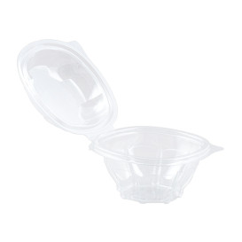 Plastic Hinged Salad Bowl PET Round Shape 250ml (300 Units)