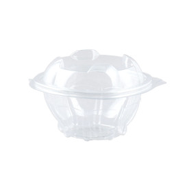 Plastic Hinged Salad Bowl PET Round Shape 250ml (300 Units)