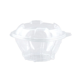 Plastic Hinged Salad Bowl PLA Round Shape 375ml (300 Units)