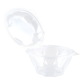 Plastic Hinged Salad Bowl PLA Round Shape 1.000ml (50 Units)