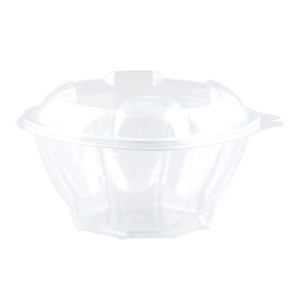 Plastic Hinged Salad Bowl PLA Round Shape 1.000ml (50 Units)