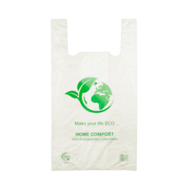 Plastic T-Shirt Bag 100% Biodegradable 30x40cm (100 Units) 