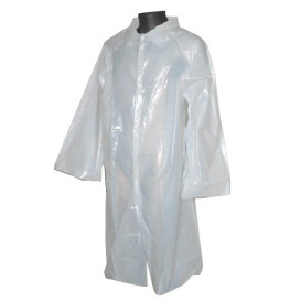 Disposable Lab Coat PE with Closure Button White (200 Units)