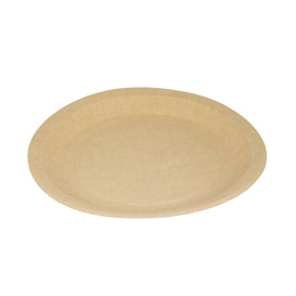 Paper Plate Round Greaseproof Shape Kraft Ø22cm 195g/m² (50 Units) 