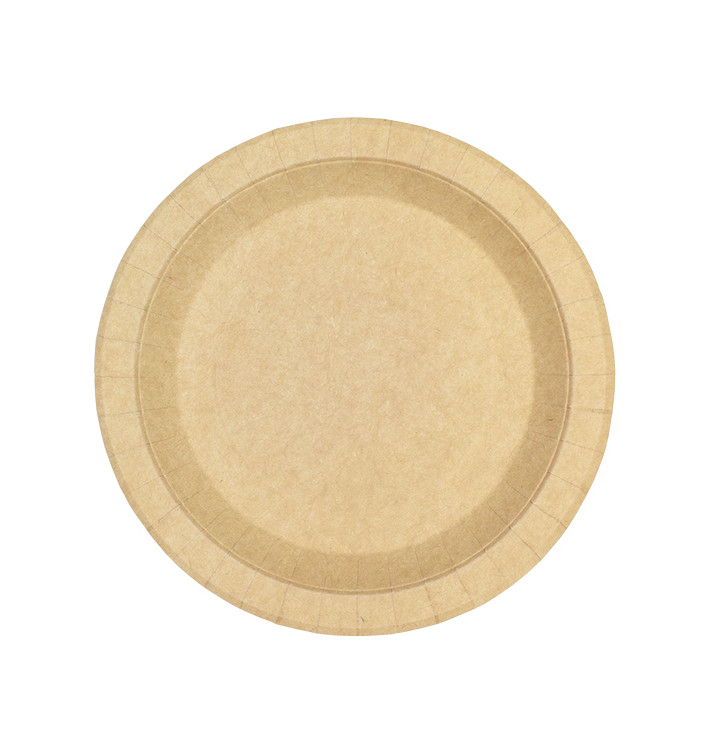 Paper Plate Round Greaseproof Shape Kraft Ø18cm 195g/m² (450 Units) 