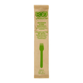 Wrapped Disposable Wooden Fork 16cm (500 Units)